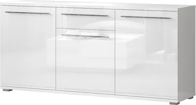 Produktbild von Kommode Garim 6, Farbe: Weiß Hochglanz - 85 x 180 x 45 cm (H x B x T)