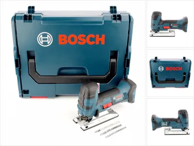 A Bosch cordless jigsaw and its carrying case are displayed on a white background.