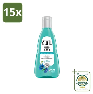 Productafbeelding van 15 x Guhl Anti-roos shampoo met blauwe malva - 250 ml - Voordeelverpakking - 15 stuks