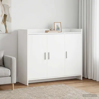 Image de Buffet vidaXL blanc 98,5 x 33 x 80 cm en aggloméré