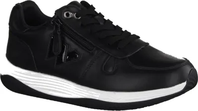 Produktbild von Wellbe Brisbane Damen-Sneaker, Black/White, Leder, Wechselfußbett - Damenschuhe Bequeme Schnürschuhe, Schwarz, leder