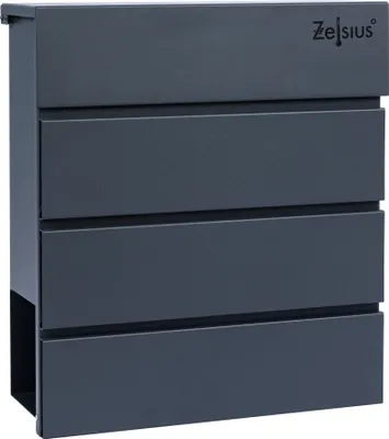 Produktbild von Zelsius Briefkasten Straight mit Zeitungsfach integrierter Soft-Close-Effekt RAL7016 Anthrazit
