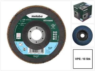 Produktbild von Metabo Lamellenschleifteller Fächerscheibe P120 125 mm 22,23 mm ( 10 x 623154000 ) für Winkelschleifer
