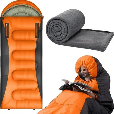 Productafbeelding van Slaapzak voor alle seizoenen met fleecevoering - waterafstotend, geschikt voor outdooractiviteiten, kamperen, reizen en wandelen
