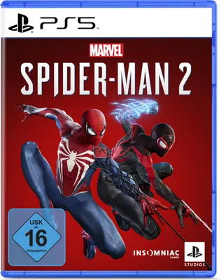 The cover art for the video game Marvel's Spider-Man 2 on PlayStation 5.