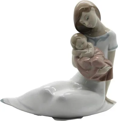 Produktbild von Porzellanfigur - Mutter mit Kind - Wohnzimmerschmuck - Handgefertigt - Weiß
