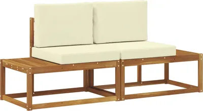 Zdjęcie produktu dla vidaXL Sofa ogrodowa 2-częściowa Naturalne i kremowe Drewno akacjowe lite