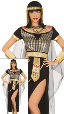Produktbild von Ägyptische Göttin Kostüm Armband Gürtel Kleid Cleopatra Inspiration Fasching, Größe: 36 - 38 (S) Farbe: Schwarz