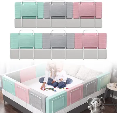 Image de Barrière de sécurité pour lit de bébé - Réglable sur 5 niveaux - 50 cm - Gris