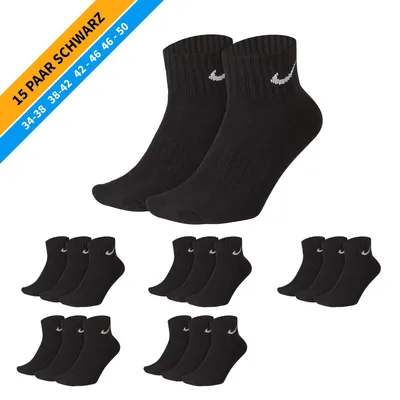 Produktbild von NIKE Socken - Farbe: 15 Paar Schwarz Quarter Socken - Größe: 46-50