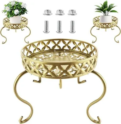 Immagine prodotto di Set da tavolo in metallo decorativo per fiori - Set da 2 - Supporti per fiori dorati - Set da giardino per fiori