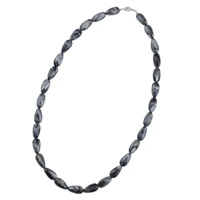 Produktbild von Kette 20x10mm Winkelperle Kunststoff grau-silber-marmoriert glänzend 60cm