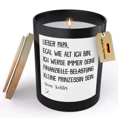Produktbild von 22Feels Papa Geschenk von Tochter Spruchkerze "Egal Wie Alt Ich Bin" Vatertag Geburtstag Weihnachten Sojawachs Kerze im Glas Handgemacht mit Spruch Duft Deko Vegan Nachhaltig - ZITRUS
