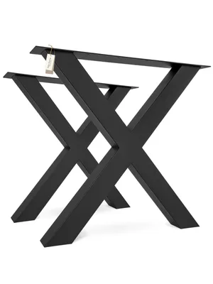 Produktbild von holz4home® Hora X-Tischbeine Tischgestell schwarz Pulverbeschichtet I Standfestes X-förmiges Gestell aus Stahl