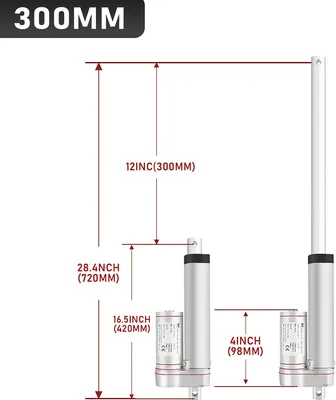 Produktbild von Fiqops 1500N Linearmotor Verstellantrieb Elektromotor Linearantrieb Linear Actuator Motor Hubgerüst Linearantriebsmotor 12V 300mm