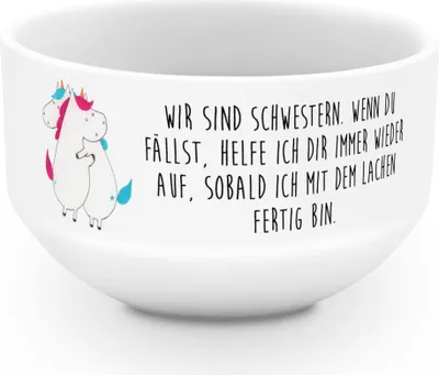 Produktbild von Mr. & Mrs. Panda Schüssel Einhörner Umarmen - Weiß - Geschenk, Freundin, Familie, Müslischale, schale, Unicorn, Einhorn, Liebe, Snackschale, Obstschale, Bowlschale