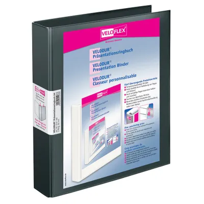 Produktbild von VELOFLEX VELODUR® Präsentationsringbücher 2-Ringe schwarz 4,6 cm DIN A4, 10 St.