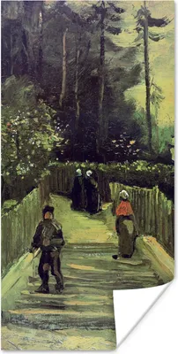 Produktbild von MuchoWow® Poster Schräger Weg in Montmartre - Vincent van Gogh 20x40 cm - Plakat - Foto