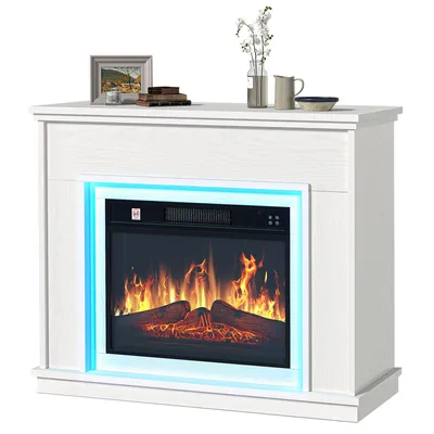 Produktbild von Elektrokamin 2000W, Realistischer 3D Flammeneffekt Kaminofen, Elektrischer Kamin mit Timer und LED und Fernbedienung, 100 × 26 × 80,5 cm