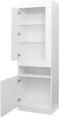 Produktbild von okwish Vitrine mit 16 Farben LED Beleuchtung Vitrinenschrank Standvitrine Stauraumvitrine Schrank Wohnzimmerschran LED Vitrine LED Schränke Weiß 50*40*180 cm