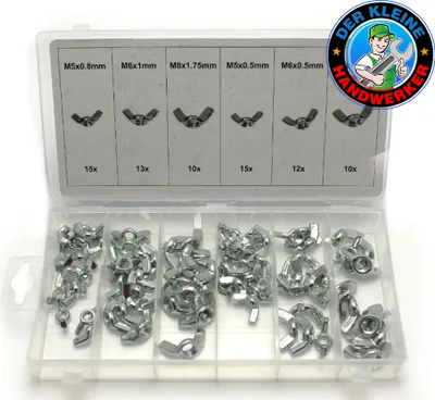 Produktbild von Flügelmuttern M5-M8 Set 75 teilig