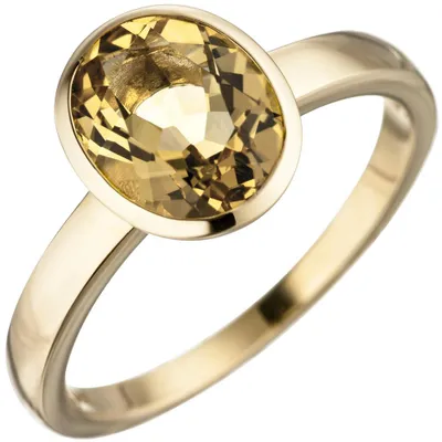 Produktbild von Ring Damenring mit Citrin 2,1 Ct gelb oval 585 Gold Gelbgold Goldring Citrinring Innenumfang 60mm Ø19.1mm