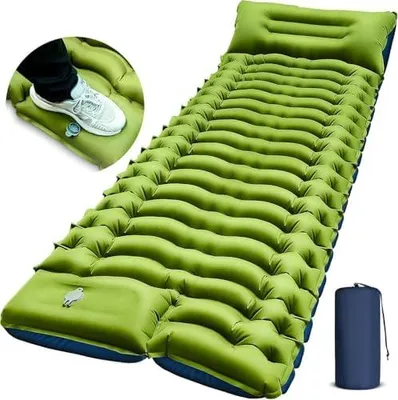 Produktbild von Yuzonc Isomatte Camping,Camping Luftmatratze mit FußpressePumpe & Kissen, Aufblasbare Matratze Kompakte und Leichte für Wandern und Strand