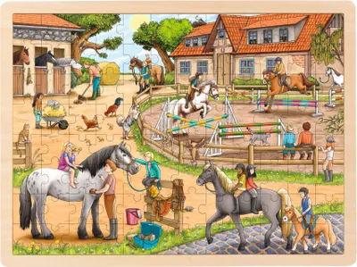 Produktbild von Goki Einlegepuzzle Reiterhof 96 Teile, 96 Stück(e), Landschaft, 3 Jahr(e)