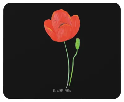 Produktbild von Mr. & Mrs. Panda Mauspad Blume Mohnblume - Schwarz - Geschenk, Garten, Mohn, Selbstliebe, Glaube, Mousepad, mousematte, Religion, pc, mausteppich, Mouse Pad, Respekt