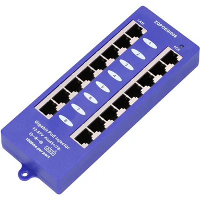 Productafbeelding van Extralink 8-Poorts Gigabit PoE Injector 8× 1000 Mbps RJ45, PoE+ IEEE 802.3af/at