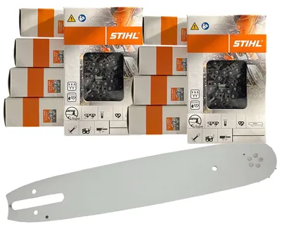Produktbild von 10 Stück Stihl Sägeketten (PM3) 3/8P 1.3 mm 50 + 2 Profi C Führungsschiene Typ 08 35cm