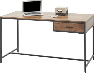 Produktbild von Schreibtisch >Hapur< (B/H/T: 140x79x60 cm) in Akazie massiv, schwarz