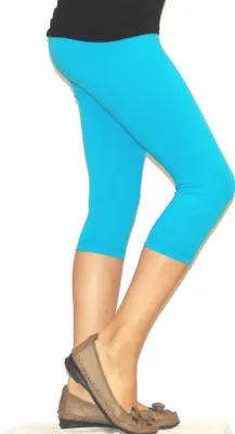 Produktbild von Kinder Mädchen Hose Leggings Leggins Capri 3/4 kurz Knie blickdicht Baumwolle Türkis 146