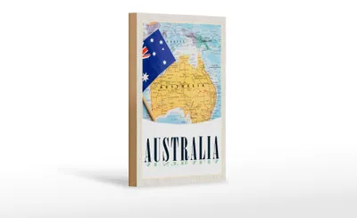 Produktbild von Holzschild Reise 12x18 cm Australien Kontinent Atlas Karte