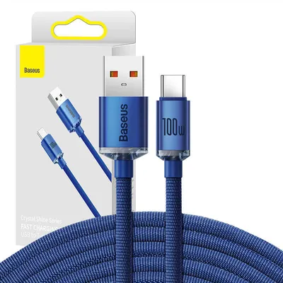 Produktbild von Baseus Crystal Shine Kabel USB auf USB-C, 100W, 2m (blau)