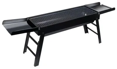 Image de Barbecue au charbon de bois - Barbecue de camping - Portable - Acier - Facile à nettoyer - 60 cm - Noir