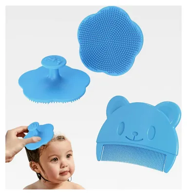Produktbild von 2 Stück Babybürsten zum Entfernen von Milchschorf, Blau