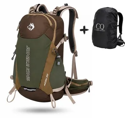 Image de CarryQuest® - Sac à dos 35L en nylon avec housse de pluie, ventilation dorsale, couleur verte