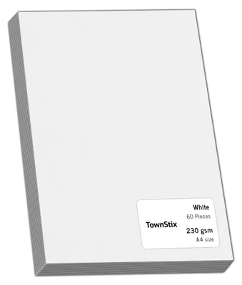 Imagen del producto de Papel cartulina blanco, 230 g/m², 60 hojas, ideal para manualidades y arte