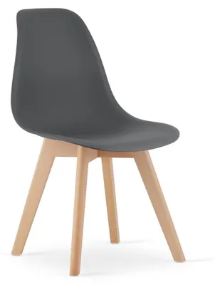 Image de Chaise - Leobert - Kito - Gris Foncé/Pieds Naturels - 46 X 54,5 X 80 Cm