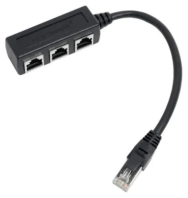 Productafbeelding van RJ45-splitter 1 stekker naar 3 vrouwtjes, Ethernet-adapter