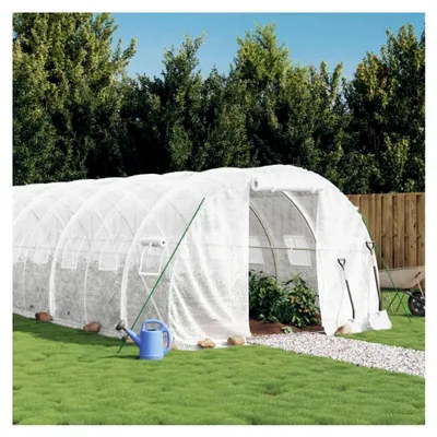Produktbild von Gewächshaus mit Stahlrahmen Weiß 54 m² 18x3x2 m für Garten, Terrasse und Aufzucht