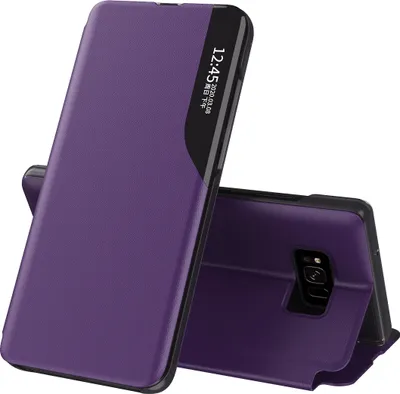 Image de Etui pour Galaxy S8, Smart View Window Flip StandPolyuréthaneLeather Protective Case for Samsung Galaxy S8 Purple