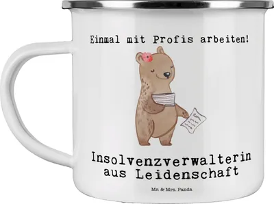 Produktbild von Mr. & Mrs. Panda Teebecher Insolvenzverwalterin Leidenschaft - Weiß - Geschenk, Pott, becher emaille, Teetasse, Outdoor Tasse