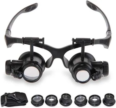 Image de Loupe avec éclairage LED - Grossissement 10x, 15x, 20x, 25x - Lentilles interchangeables - Lentille optique - Horlogerie et réparation de montres