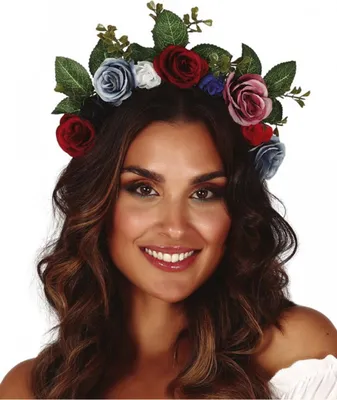 Produktbild von Blumen Haarreif mit Blättern als Kostümzubehör für Fasching & Halloween