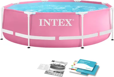 Produktbild von INTEX 28290ND - Pink Metal Frame Pool (244x76cm) Swimmingpool Planschbecken