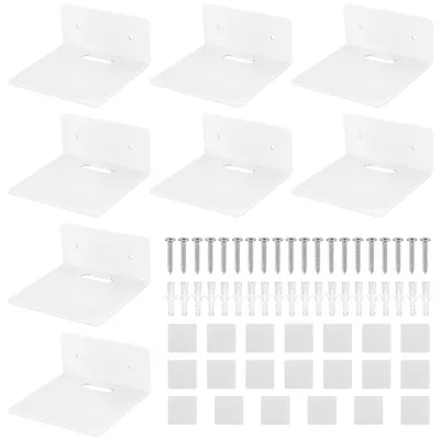 Zdjęcie produktu dla Zestaw 10 białych, akrylowych, wiszących półek ściennych, wymiar: 10,2 x 9,9 x 4,8 cm