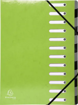 Produktbild von Exacompta 6x Ordnungsmappe Harmonika dehnbar Karton 12 Fächer Anisgrün 53923E
