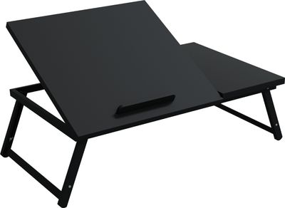 HAGO24 Laptoptisch 54x34cm Schwarz Lapdesk Notebooktisch Betttisch Laptop Tablett höhenverstellbar klappbar neigbar Ablage platzsparend